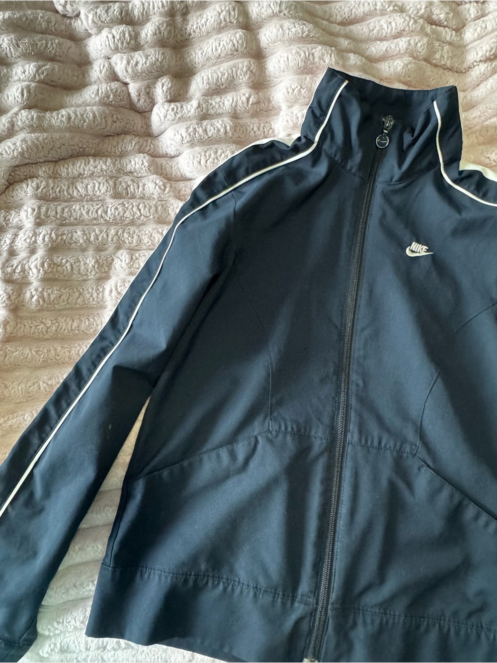 Nike Black Jacket with White Piping